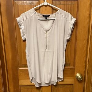 Express Women's Beige Blouse with Front Zipper